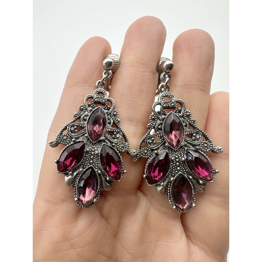 vintage 1928 drop earrings Rhinestone Clip On